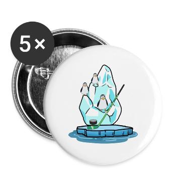 Penguins Hockey sur glace Pôle Nord Sports d’hiver Rondelle de hockey - Lot de 5 grands badges (56 mm) - blanc - Devant