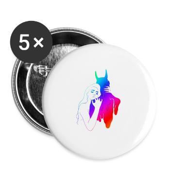 Hug devil hug Halloween gift Satan - Buttons large 2.2''/56 mm (5-pack) - white - Front