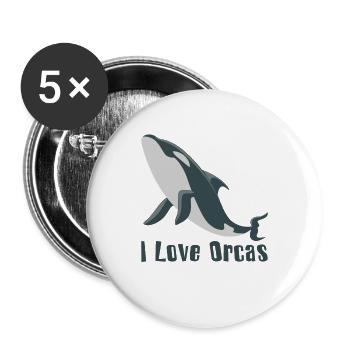 I love orcas killer whale whale killer whale gift - Buttons large 2.2''/56 mm (5-pack) - white - Front
