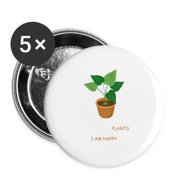 Plants Happy Plants Lover Gift - Buttons large 2.2''/56 mm (5-pack) - white - Front