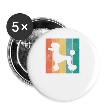 Pudel Retro Zwergpudel Welpe Hunderasse Geschenk - Buttons groß 56 mm (5er Pack) - Weiß - Vorne