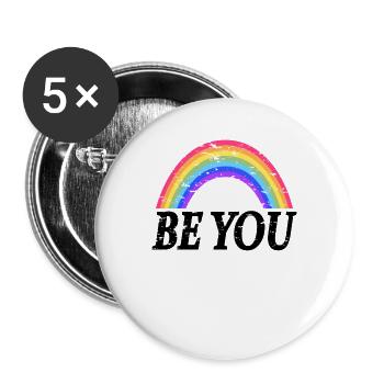 arc en ciel - Lot de 5 grands badges (56 mm) - blanc - Devant