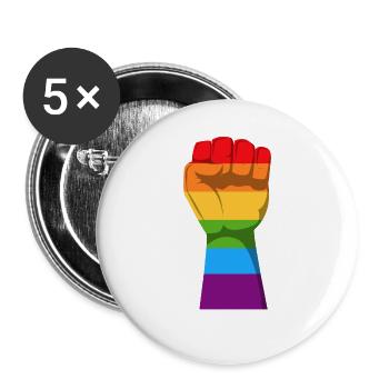 arc en ciel - Lot de 5 grands badges (56 mm) - blanc - Devant