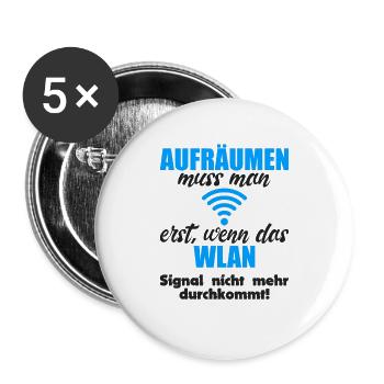 Aufräumen erst wenn das Wlan nicht mehr durchkommt - Buttons groß 56 mm (5er Pack) - Weiß - Vorne