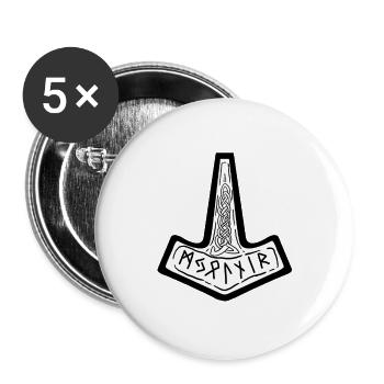 Thor Hammer Norse Mythology Viking - Buttons large 2.2''/56 mm (5-pack) - white - Front