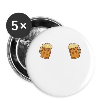 BEER FUNNY BEER GLASS Ladies Gift Beer Drinker - Buttons large 2.2''/56 mm (5-pack) - white - Front