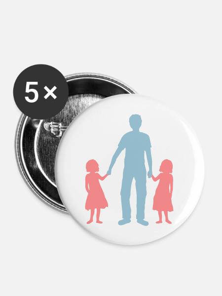 Vater 2 Töchter - Buttons groß 56 mm (5er Pack) - Weiß