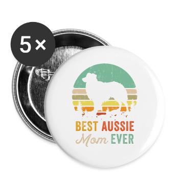 Chemise Best Australian Shepherd Mama Mom - Vintage - Lot de 5 grands badges (56 mm) - blanc - Devant