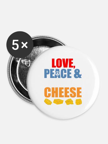 Käse - Buttons groß 56 mm (5er Pack) - Weiß