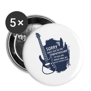 Bassist Bassisten Bassspieler E-Bass Geschenk - Buttons groß 56 mm (5er Pack) - Weiß - Vorne