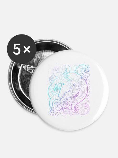 Pferd - Buttons groß 56 mm (5er Pack) - Weiß