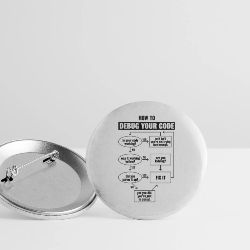 Codage de code de programmation Cadeau de débogage drôle Lot de 5 grands badges (56 mm)