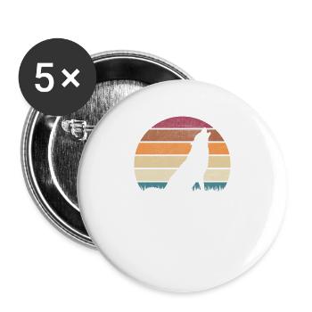 Wölfe Wolf Wolfsrudel - Buttons groß 56 mm (5er Pack) - Weiß - Vorne
