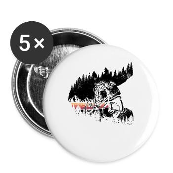 Downhill Helm Mountainbike Enduro Retro Geschenk - Buttons groß 56 mm (5er Pack) - Weiß - Vorne