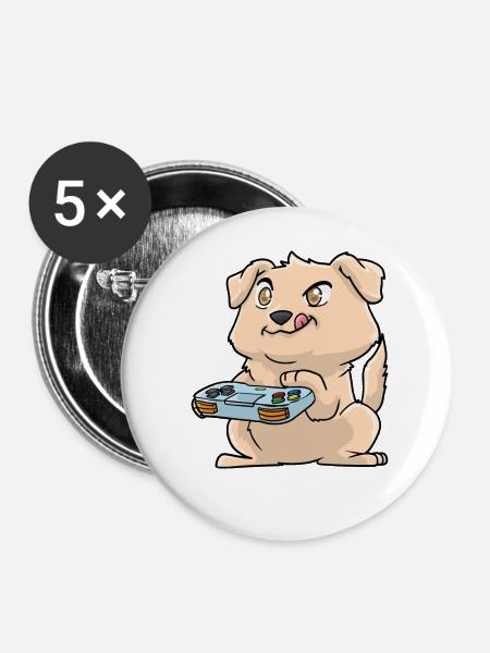 Labrador Kawaii - Buttons groß 56 mm (5er Pack) - Weiß