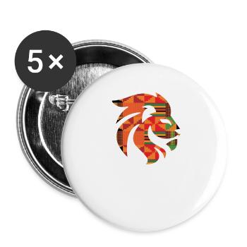 Afrikanischer Löwenkopf mit Ghana Kente Muster, Tier - Buttons groß 56 mm (5er Pack) - Weiß - Vorne