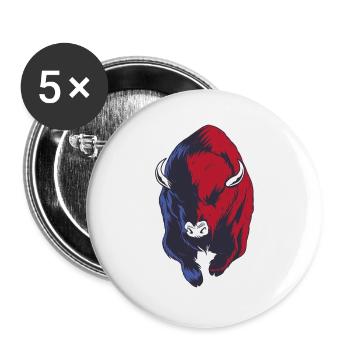 Bison Buffalo - Lot de 5 grands badges (56 mm) - blanc - Devant
