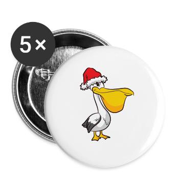 Pelican With Santa Hat Cute Christmas Hat Pelican - Buttons large 2.2''/56 mm (5-pack) - white - Front