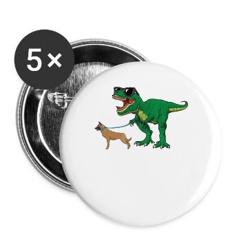 T Rex Dinosaur Walking Malinois Shirt - Funny Pet - Lot de 5 grands badges (56 mm) - blanc - Devant