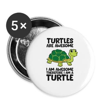 Je suis une tortue - Lot de 5 grands badges (56 mm) - blanc - Devant