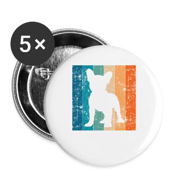 Bulldog Frenchie Dog Dog Lover Retro - Lot de 5 grands badges (56 mm) - blanc - Devant