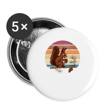 Squirrel design - Buttons large 2.2''/56 mm (5-pack) - white - Front