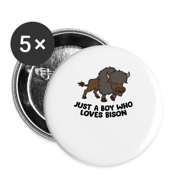 Un seul garçon Qui aime Les Bisons - Lot de 5 grands badges (56 mm) - blanc - Devant