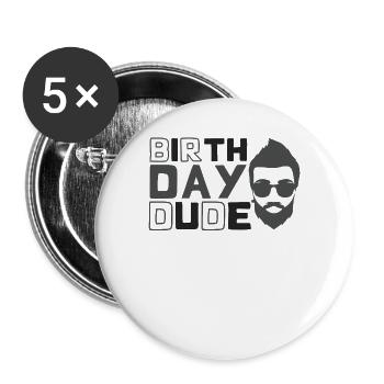 Vintage Birthday Dude - Buttons groß 56 mm (5er Pack) - Weiß - Vorne