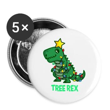 UGLY CHRISTMAS TREX Gift T REX Dino for Dad - Buttons groß 56 mm (5er Pack) - Weiß - Vorne