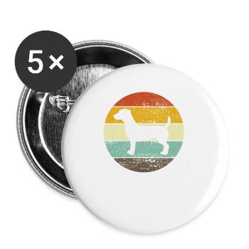 Jack Russel Terrier Hund Haustier Retro Geschenk - Buttons groß 56 mm (5er Pack) - Weiß - Vorne