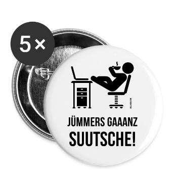 Jümmers Gaaanz Suutsche! (Plattdeutsch / Platt) - Buttons groß 56 mm (5er Pack) - Weiß - Vorne