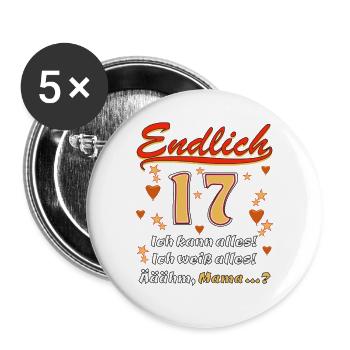 ENDLICH 17 - Buttons groß 56 mm (5er Pack) - Weiß - Vorne