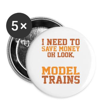 Zug Züge Modeleisenbahn Eisenbahn Geschenk - Buttons groß 56 mm (5er Pack) - Weiß - Vorne
