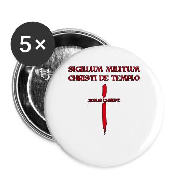 Kreuzritter Ritterorden Templer - Buttons groß 56 mm (5er Pack) - Weiß - Vorne