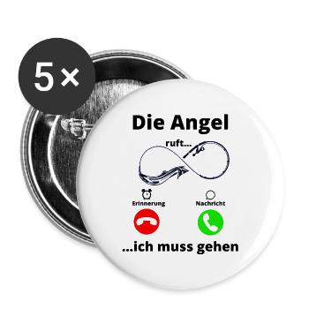 Angeln, Fischen, Fischer, Meer, Fisch, Geschenk - Buttons groß 56 mm (5er Pack) - Weiß - Vorne