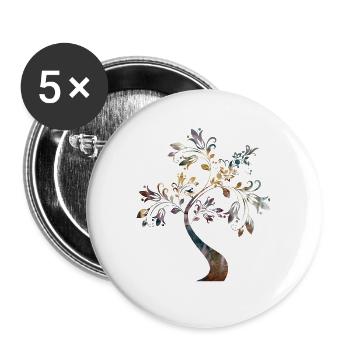 Baum des Lebens Esoterik Geschenk - Buttons groß 56 mm (5er Pack) - Weiß - Vorne