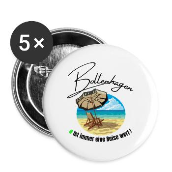Boltenhagen immer eine Reise wert - Buttons groß 56 mm (5er Pack) - Weiß - Vorne