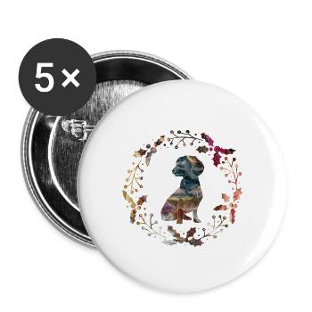 dachshund - Buttons large 2.2''/56 mm (5-pack) - white - Front