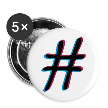 3D effect hashtag - Buttons large 2.2''/56 mm (5-pack) - white - Front