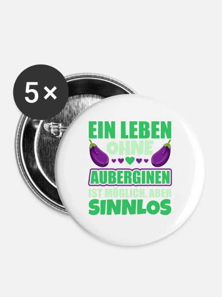 Aubergine - Buttons groß 56 mm (5er Pack) - Weiß