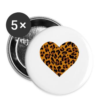 Heart with leopard skin pattern gift - Buttons large 2.2''/56 mm (5-pack) - white - Front