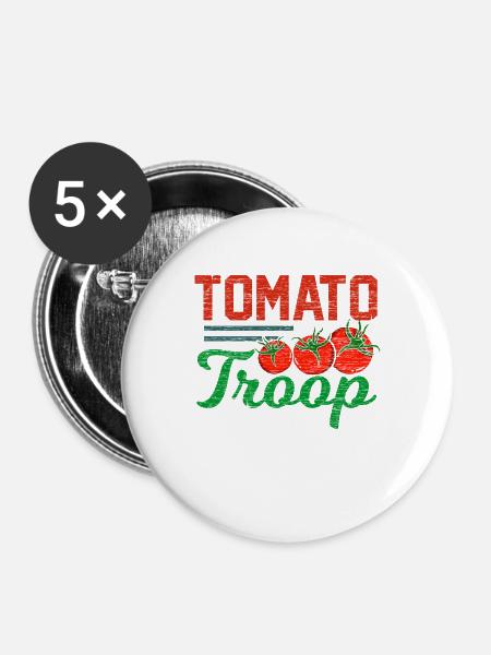 Tomate - Buttons groß 56 mm (5er Pack) - Weiß