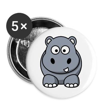 Hippo - Lot de 5 grands badges (56 mm) - blanc - Devant