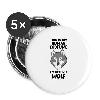 Wolf Liebhaber Geschenk Ich Bin Wirklich Ein Wolf - Buttons groß 56 mm (5er Pack) - Weiß - Vorne