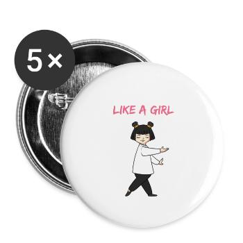 Fan de Qi Gong fille fille Qi Gong - Lot de 5 grands badges (56 mm) - blanc - Devant