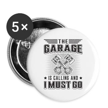 Bastler Tuning KFZ Mechaniker Schrauber Geschenk - Buttons groß 56 mm (5er Pack) - Weiß - Vorne