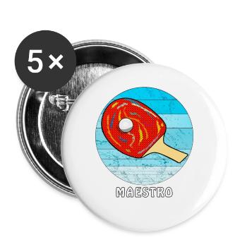 TENNIS DE TABLE MAESTRO - Lot de 5 grands badges (56 mm) - blanc - Devant