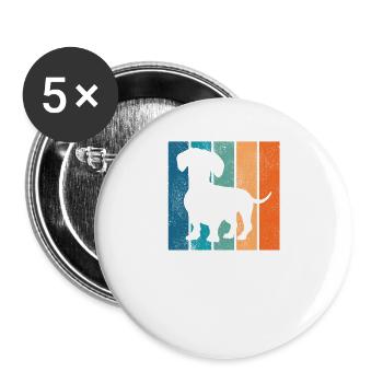 Dachshund Dachshund Dog Teckel Retro Gift - Buttons large 2.2''/56 mm (5-pack) - white - Front