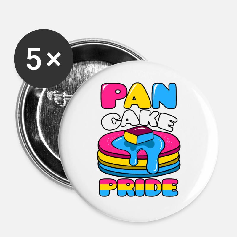 Pan Cake Pride Pansexual - Buttons large 2.2''/56 mm (5-pack) - white