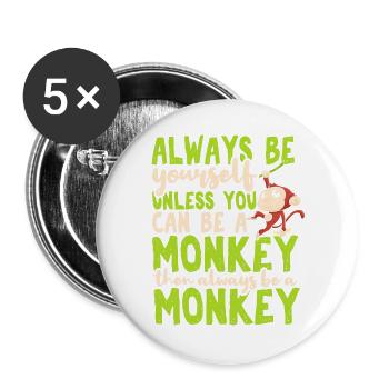 Affe - Buttons groß 56 mm (5er Pack) - Weiß - Vorne